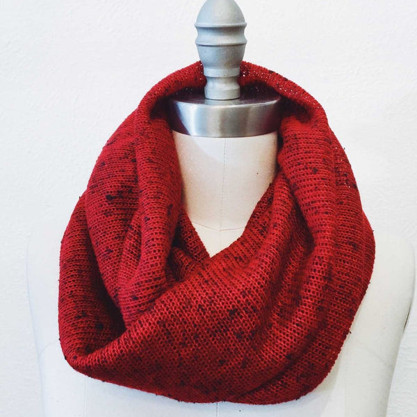 Cranberry Sweater-Knit Infinity Scarf