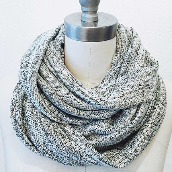 Grey & Metallic Sweater Knit Infinity Scarf